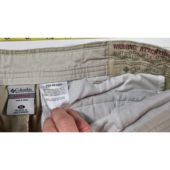 Columbia vertex zip Cargo outdoor hiking pants khaki size 34 - Picture 3 of 7